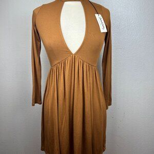 NWT RACHEL PALLY Lianne Mustard Cut Out Keyhole Long Sleeve Dress Size XS